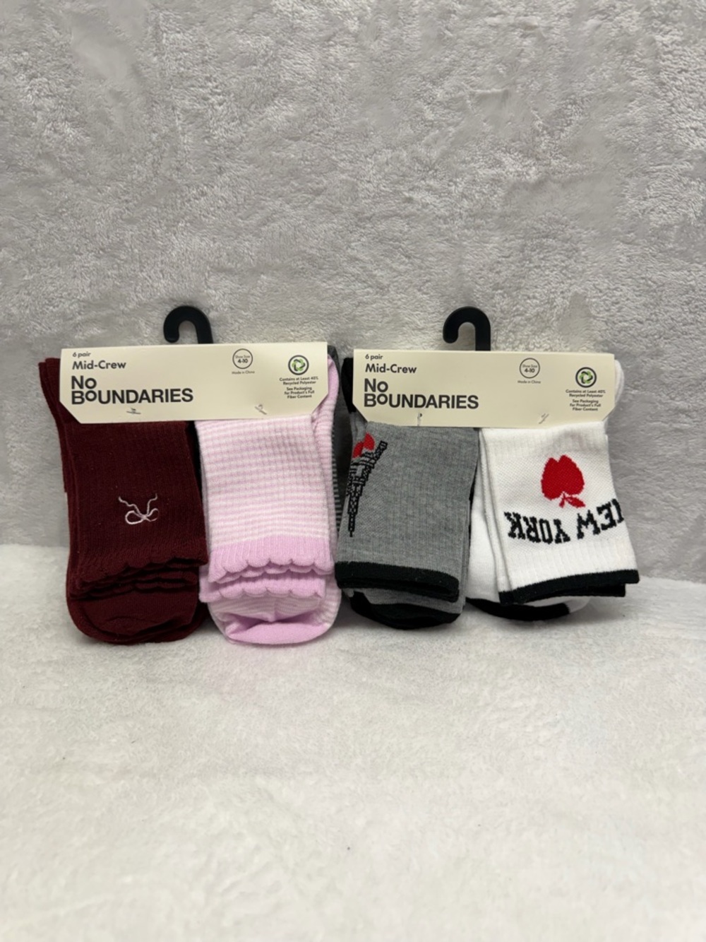 Cute Mid Crew Socks Bundle 12 Pairs Women Size 4-10 No Boundaries